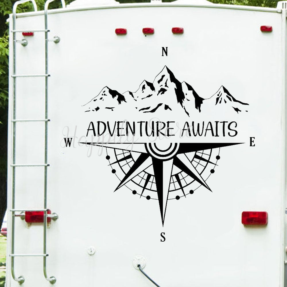 Outdoor Furniture Ideas - Campervan สติกเกอร์ Adventure Awaits Wall Decal