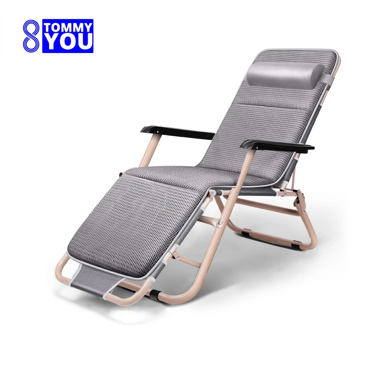 Deck Chair Lounger - พับเก้าอี้เลานจ์สํานักงานอาหารกลางวันเตียงนอนเดี่ยวขี้เกียจ Chaises Garden Home Leisure ระเบียง