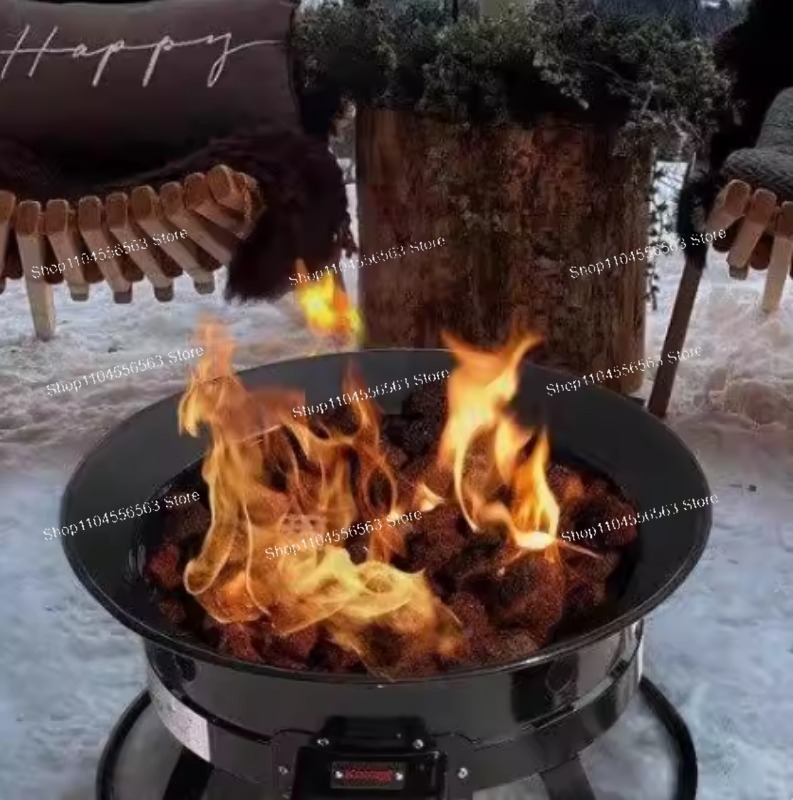 Outdoor Furniture Fire Pit - เตาไฟพกพาแบบใช้แก๊สโพรเพน 58,000 BTU สำหรับใช้งานกลางแจ้ง พร้อมชุดอุปกรณ์พกพา สำหรับตั้งแคมป์