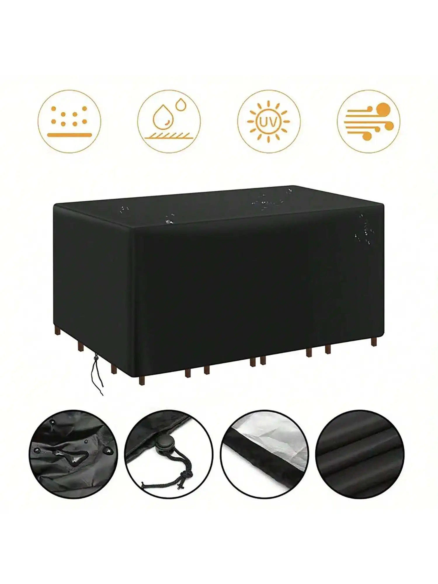 Outdoor Furniture Manufacturer - หลายขนาดลานกลางแจ้งสวนเฟอร์นิเจอร์กันน้ํากันฝุ่นสําหรับเก้าอี้โซฟาและโต๊ะสีดํา