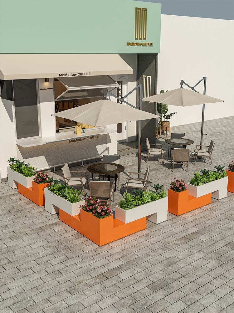 Outdoor Furniture Store - กระถางปลูกต้นไม้เหล็กดัดกลางแจ้ง รั้วกั้น รางวางต้นไม้เชิงพาณิชย์ ราวบันไดปรับแต่งได้ เฟอร์นิเจอร์กลางแจ้งสำหรับร้านอาหาร