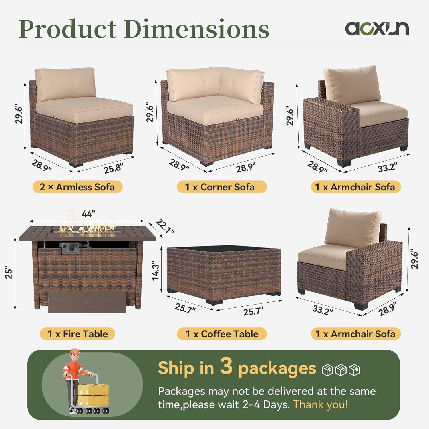 ชุดเฟอร์นิเจอร์ลานบ้าน 7 ชิ้น  - Outdoor Furniture With Fire Pit Table บทวิจารณ์และราคา