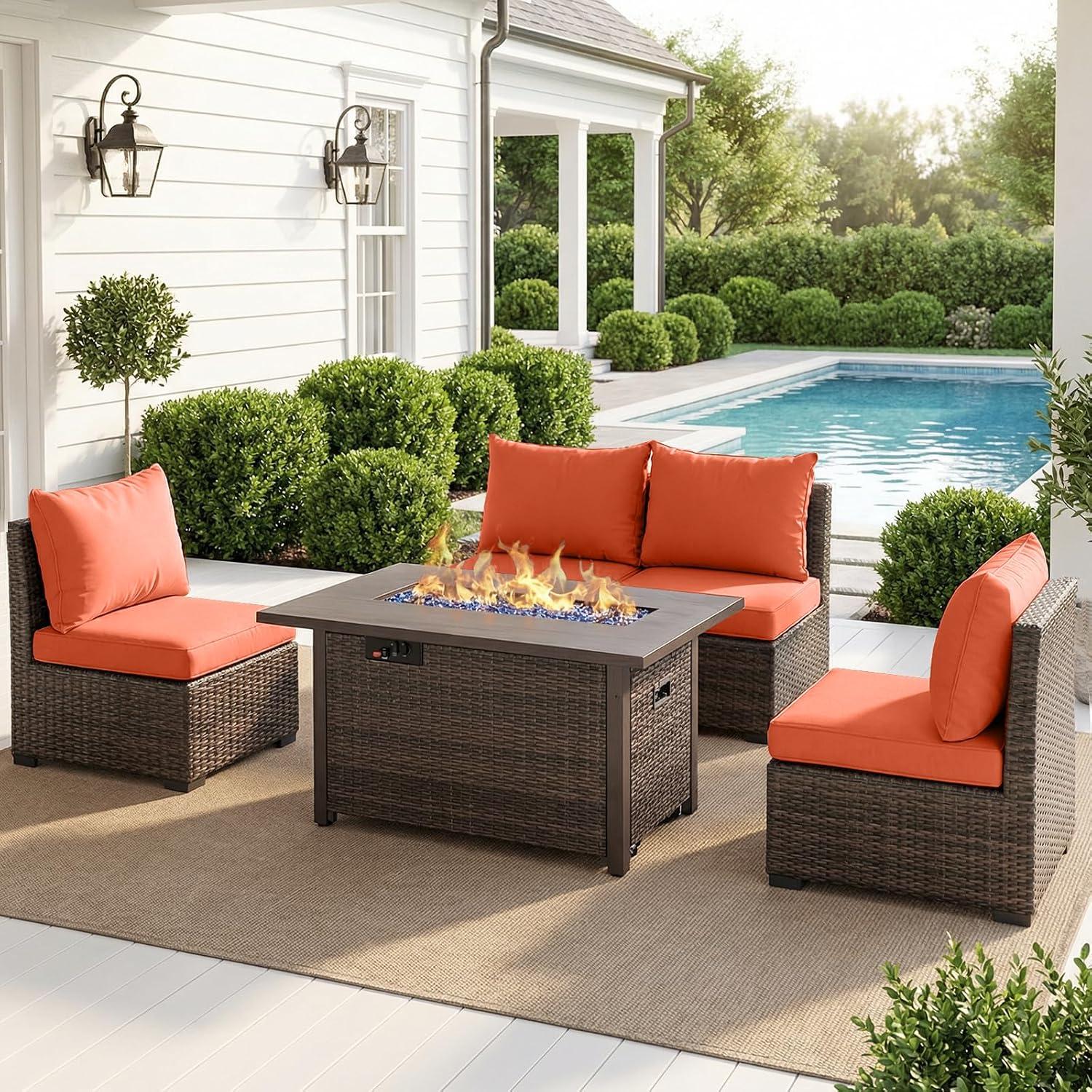 ชุดเฟอร์นิเจอร์ลานบ้านพร้อมโต๊ - Outdoor Furniture With Fire Pit Table บทวิจารณ์และราคา