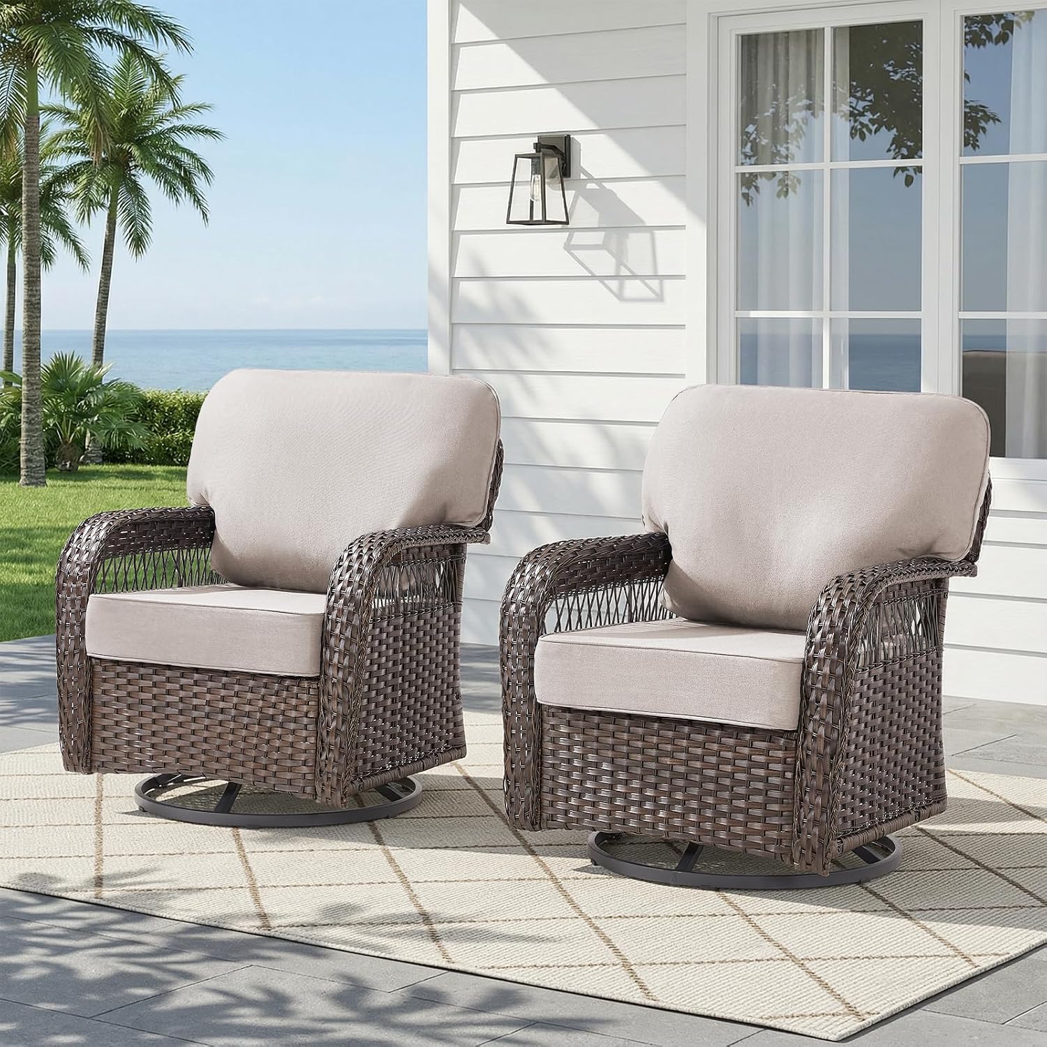 ชุดเก้าอี้โยกหมุนหวายสำหรับลาน - Deck Chair Lounger บทวิจารณ์และราคา