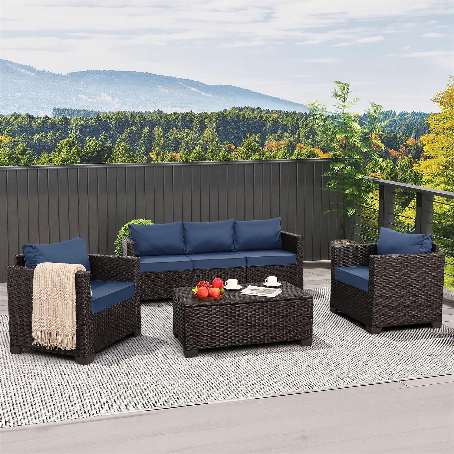 ชุดเฟอร์นิเจอร์ลานบ้าน 4 ชิ้น  - Outdoor Furniture With Fire Pit Table บทวิจารณ์และราคา